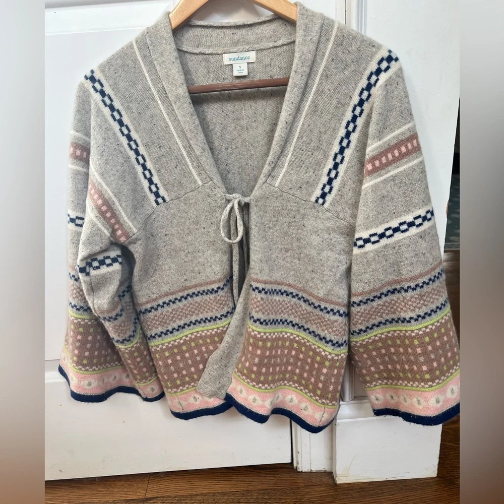 Sundance Fair Isle Cashmere Kimono Cardigan Small - Picture 1 of 3